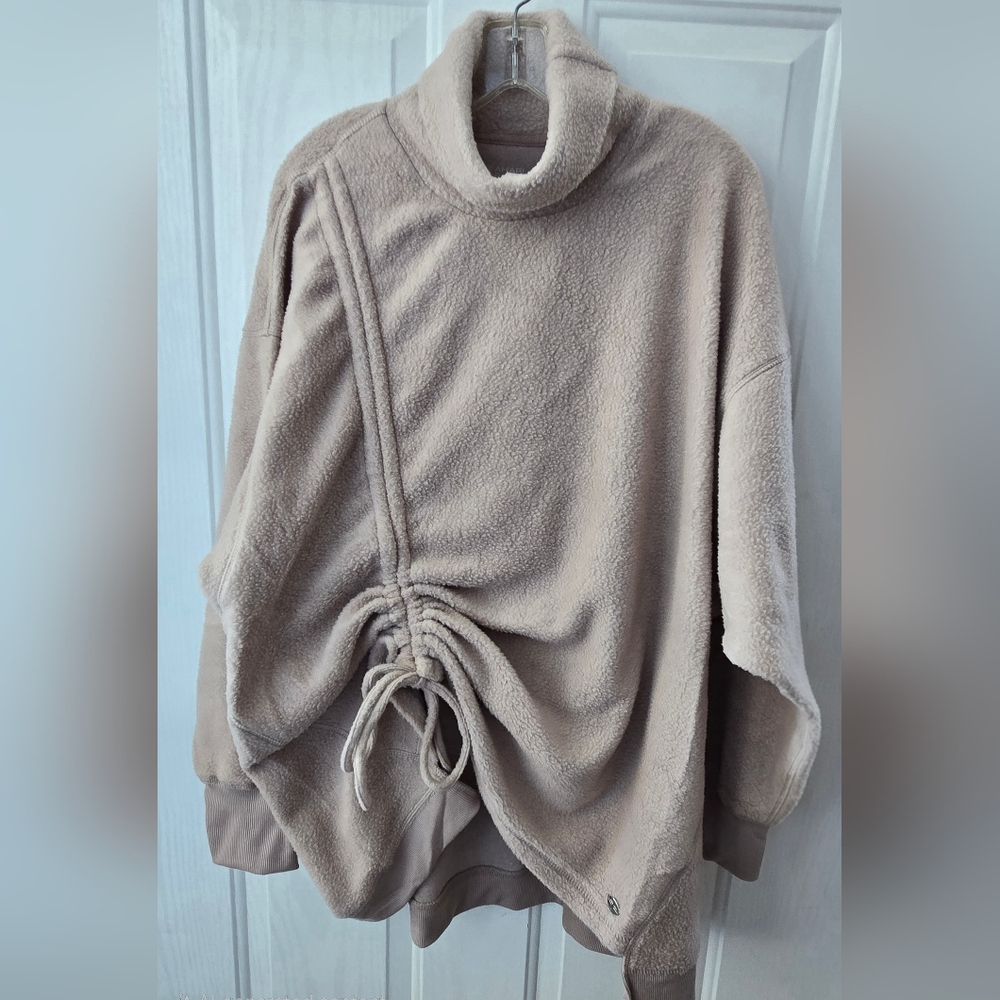 Tahari Sport Taupe Soft Fleece Lounge Sweatshirt 2X Modern Slouchy Cozy Chic